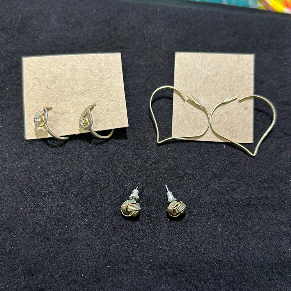 Variety of gold earrings 3 pair